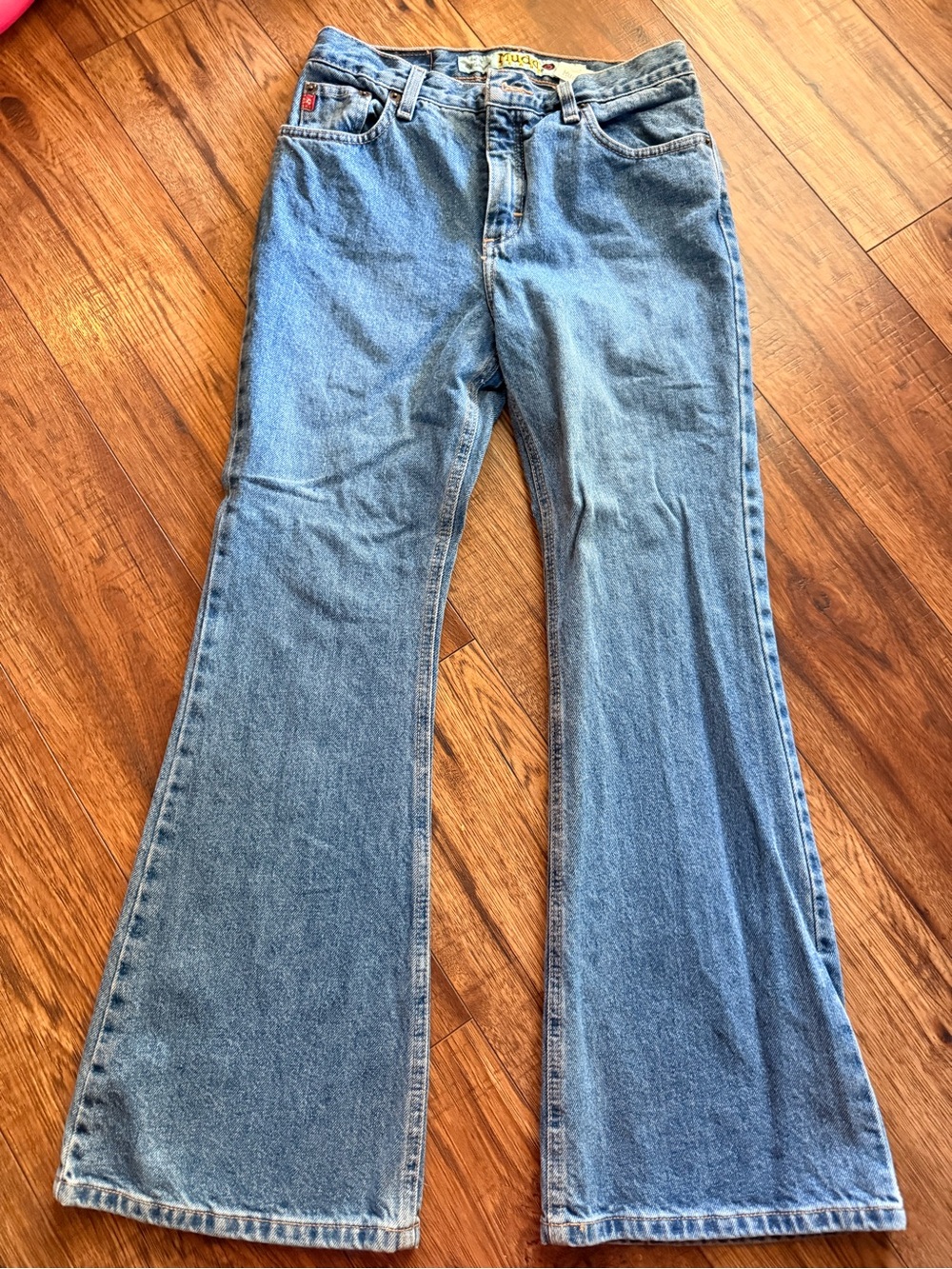 Vintage Mudd Jeans Y2K Flare Jeans Juniors 13 Light Wash Embroidered Logo